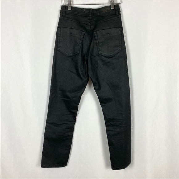 Zara Hi Rise Cropped Flare Coated Black Jeans Size 4 - Picture 4 of 5
